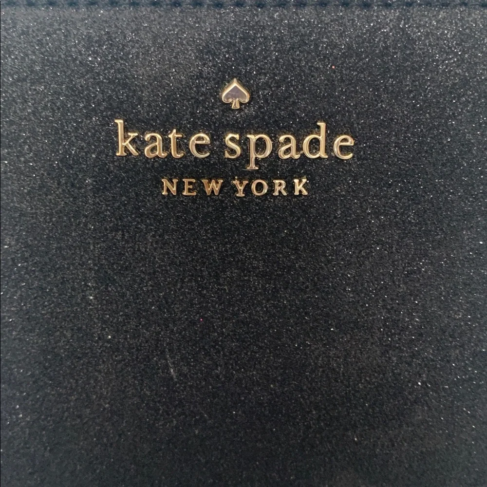NWT Kate Spade Black Shimmy Glitter Fabric Small Cosmetic Bag